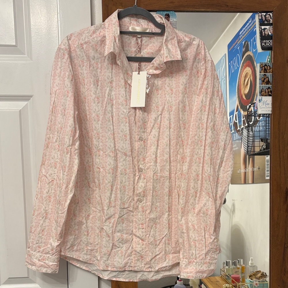 LoveShackFancy Light Pink Floral Men's Shirt